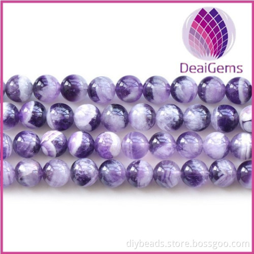 Wholesale 10mm natural crazy amethyst round beads